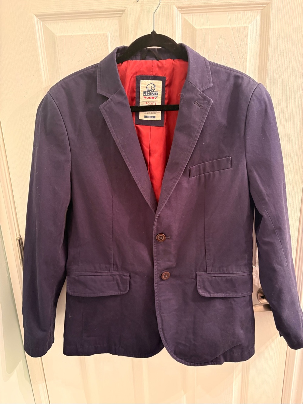 Rhino Rugby Navy Casual Blazer Sport Coat Red Lining Men’s Medium